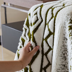 Bohemian Tufted Sofa Cover, Plush Fleece Throw Blanket with 3D Woven Aztec Stripes - Ornate Home