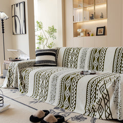 Bohemian Tufted Sofa Cover, Plush Fleece Throw Blanket with 3D Woven Aztec Stripes - Ornate Home