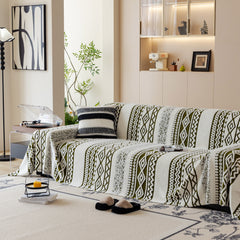 Bohemian Tufted Sofa Cover, Plush Fleece Throw Blanket with 3D Woven Aztec Stripes - Ornate Home