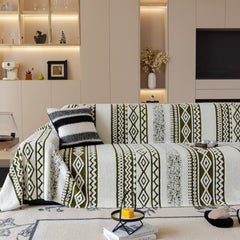 Bohemian Tufted Sofa Cover, Plush Fleece Throw Blanket with 3D Woven Aztec Stripes - Ornate Home