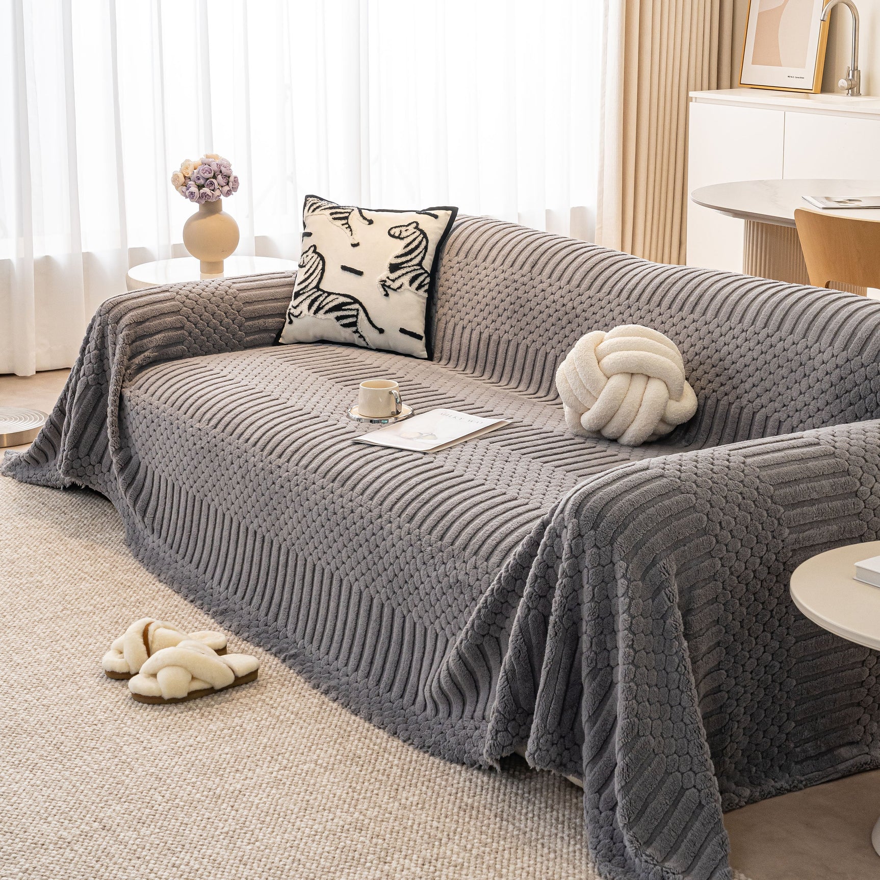 Boho 3D Geometric Throw Blanket for Couch, Luxurious Velvety Plush Fleece Sofa Cover - Ornate Home