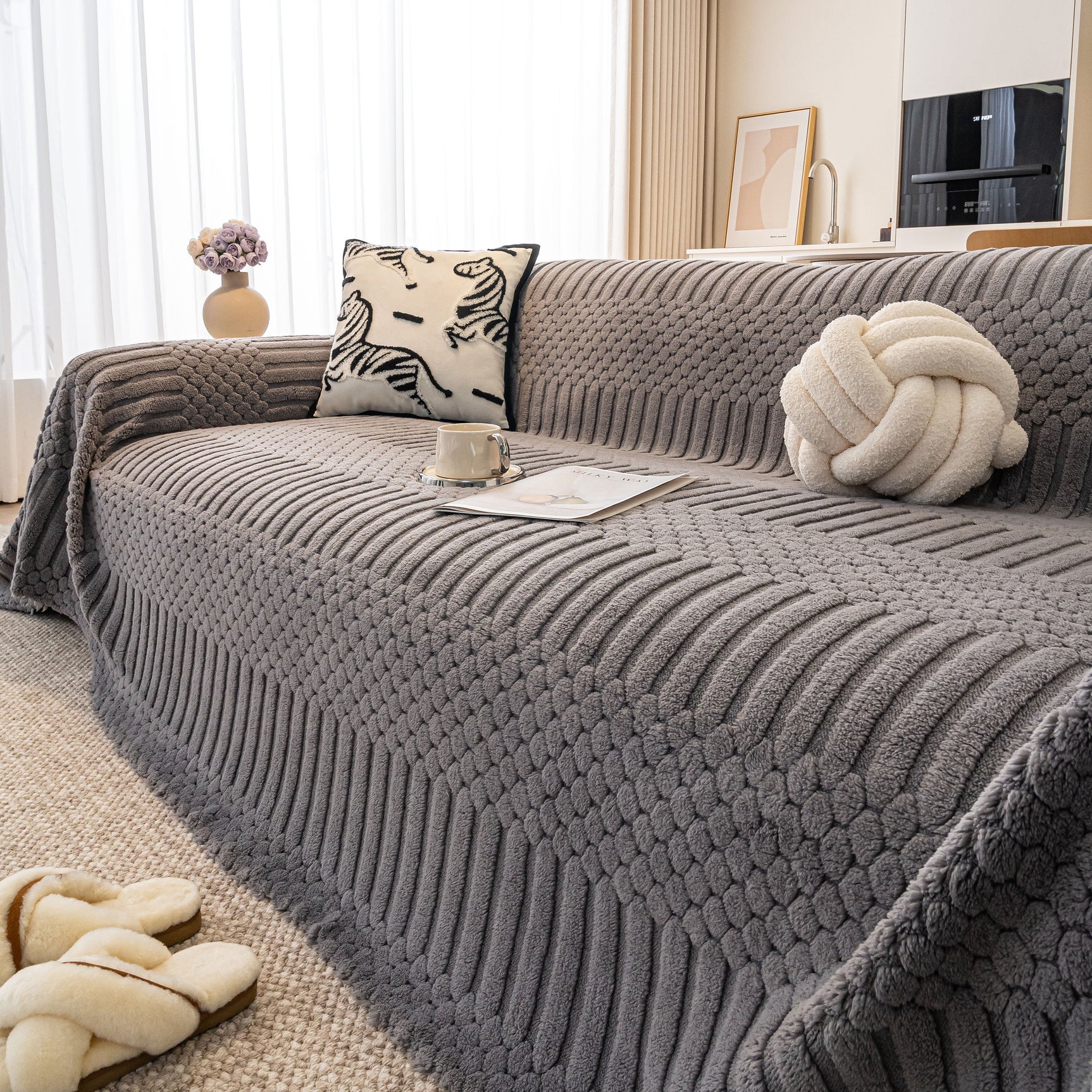Boho 3D Geometric Throw Blanket for Couch, Luxurious Velvety Plush Fleece Sofa Cover - Ornate Home