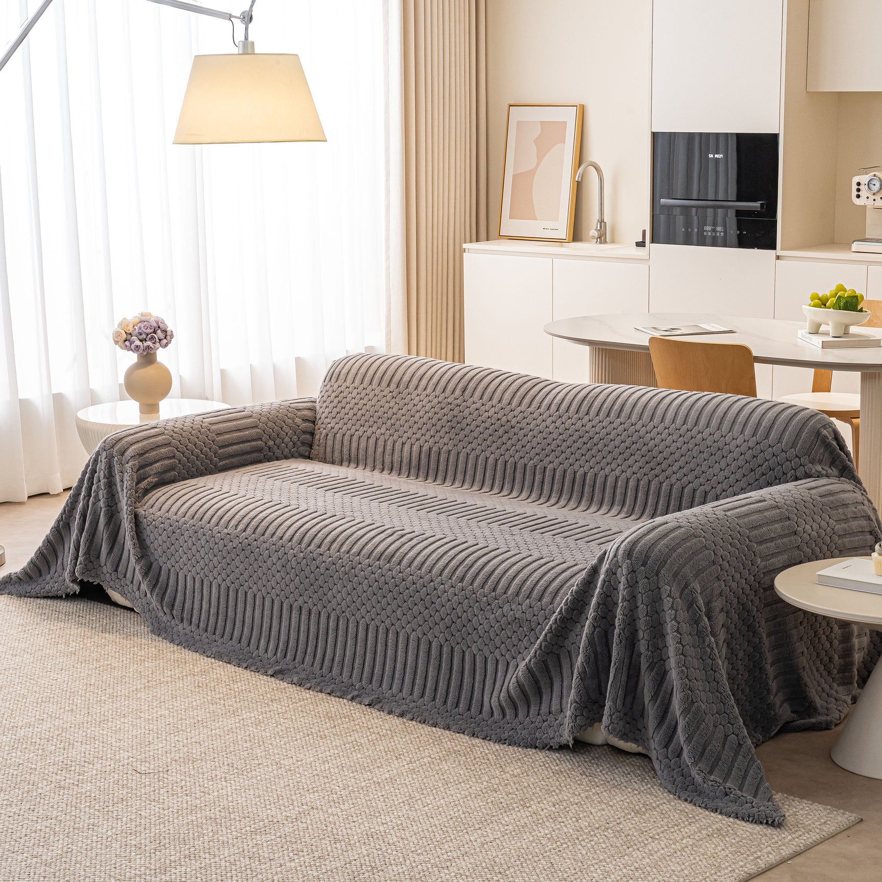 Boho 3D Geometric Throw Blanket for Couch, Luxurious Velvety Plush Fleece Sofa Cover - Ornate Home