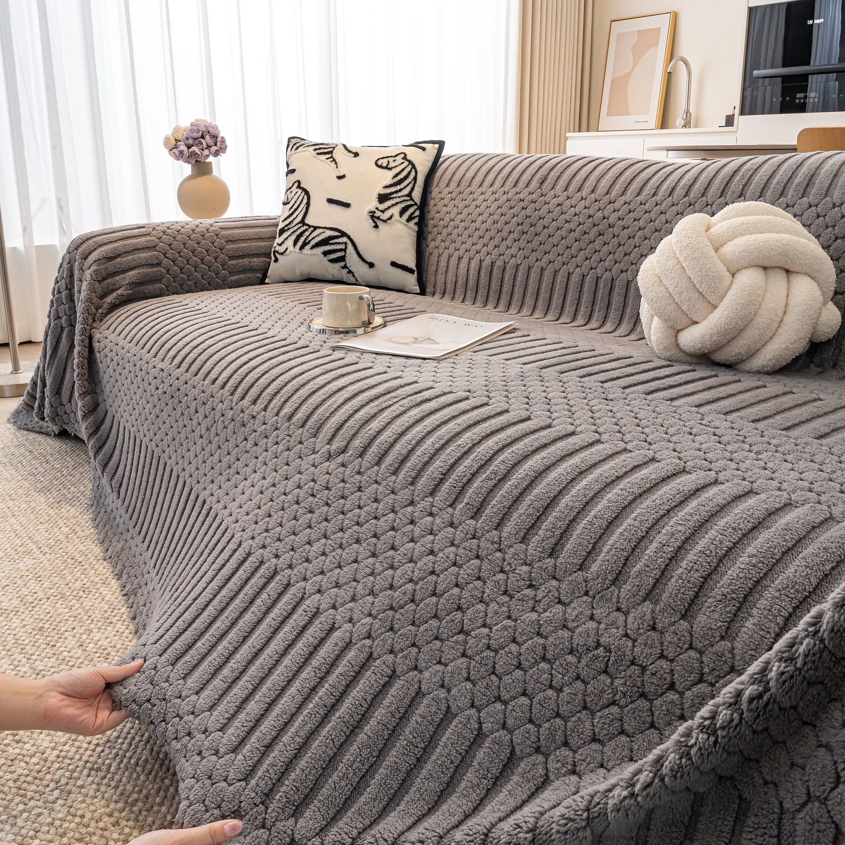 Boho 3D Geometric Throw Blanket for Couch, Luxurious Velvety Plush Fleece Sofa Cover - Ornate Home