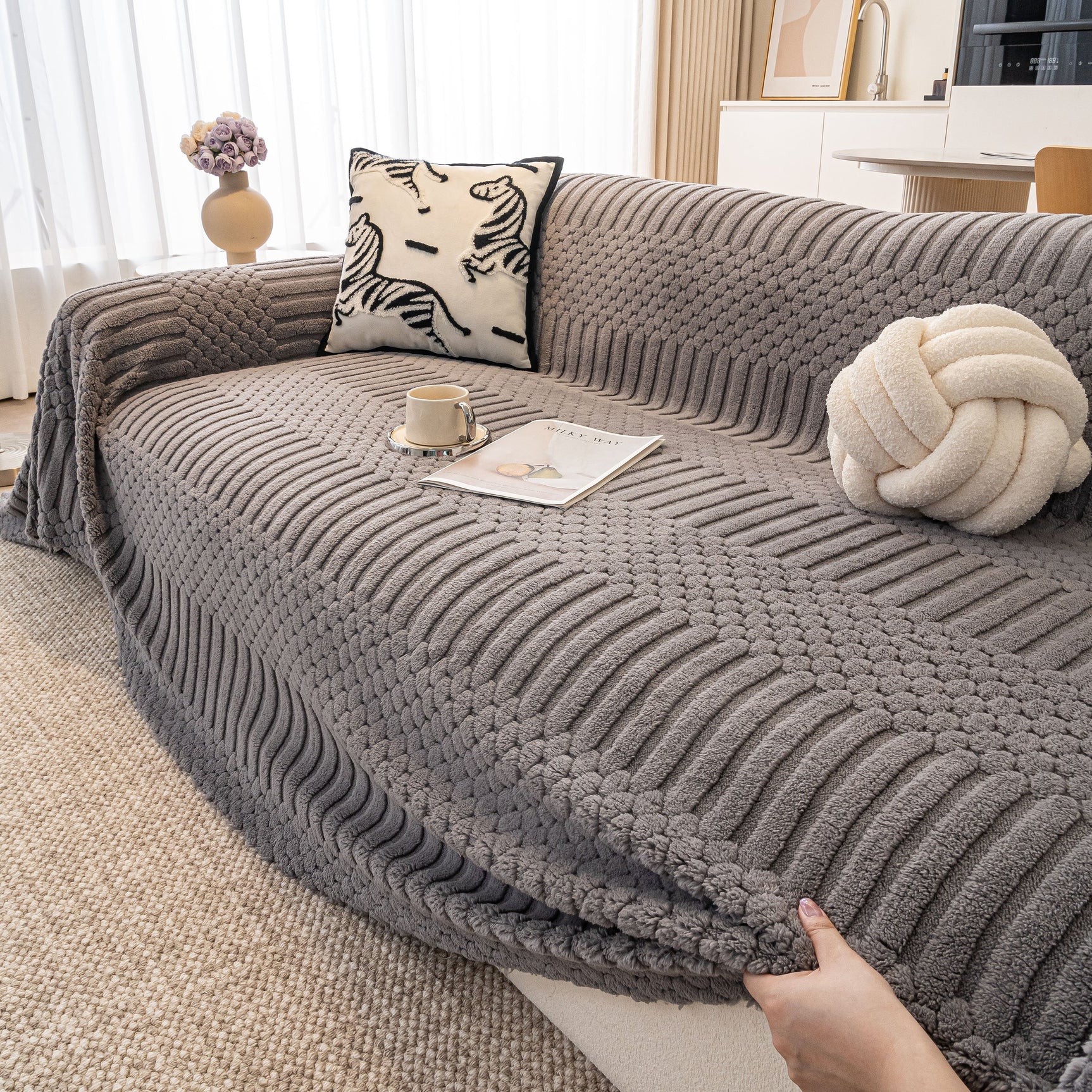Boho 3D Geometric Throw Blanket for Couch, Luxurious Velvety Plush Fleece Sofa Cover - Ornate Home