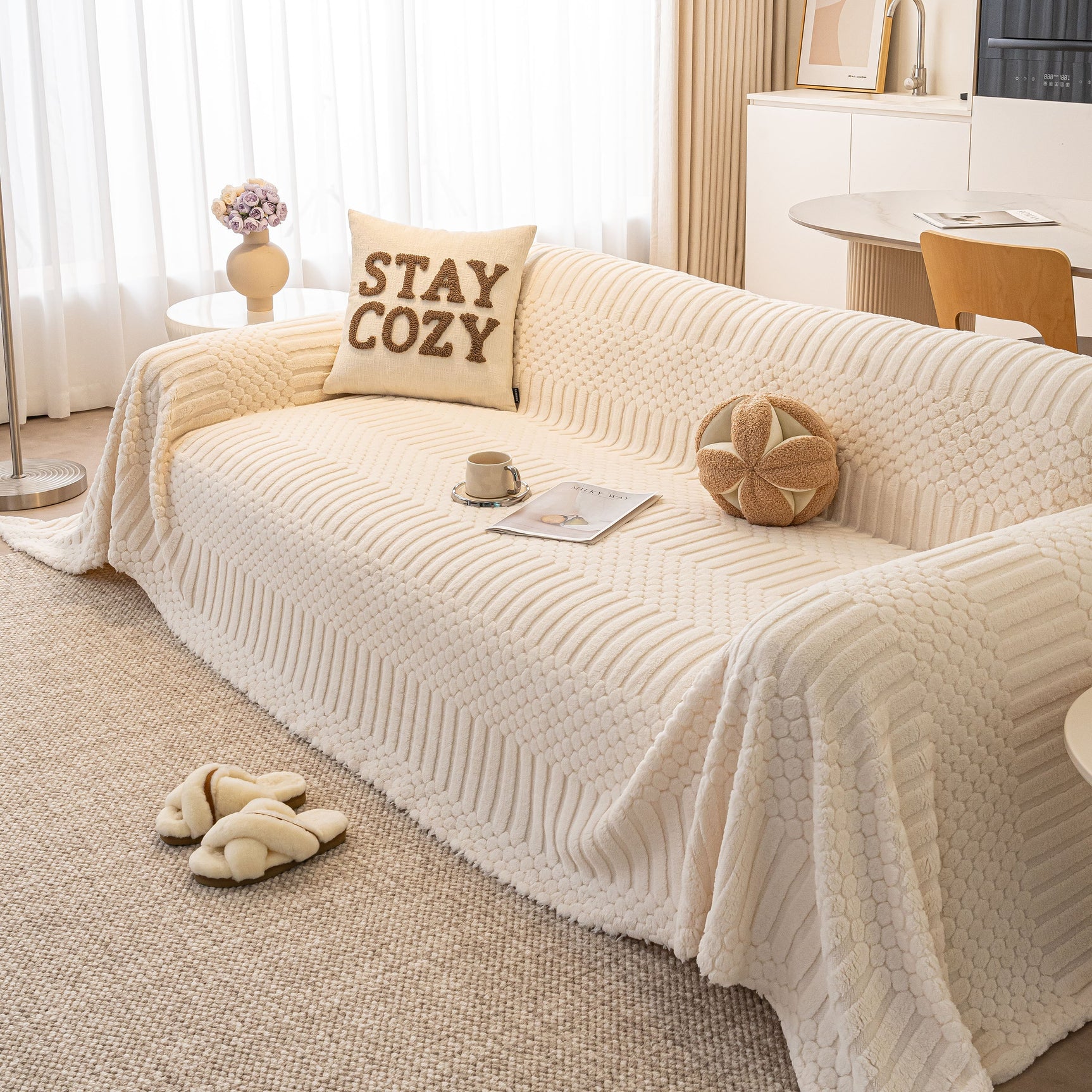 Boho 3D Geometric Throw Blanket for Couch, Luxurious Velvety Plush Fleece Sofa Cover - Ornate Home