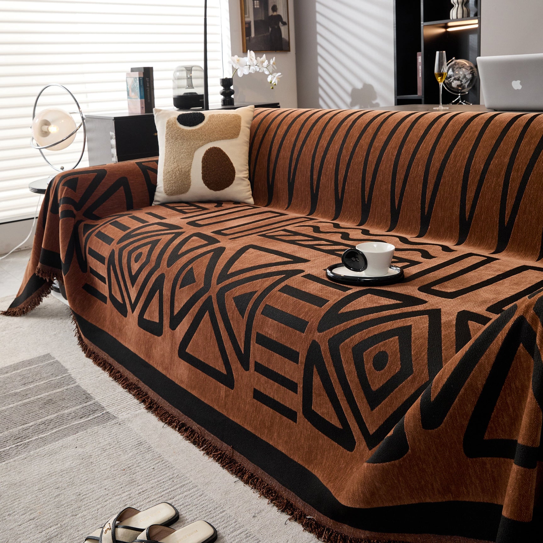 Boho Chenille Sofa Throw Covers Sectional Sofa Couch Cover Sofa Protector Covers - Ornate Home