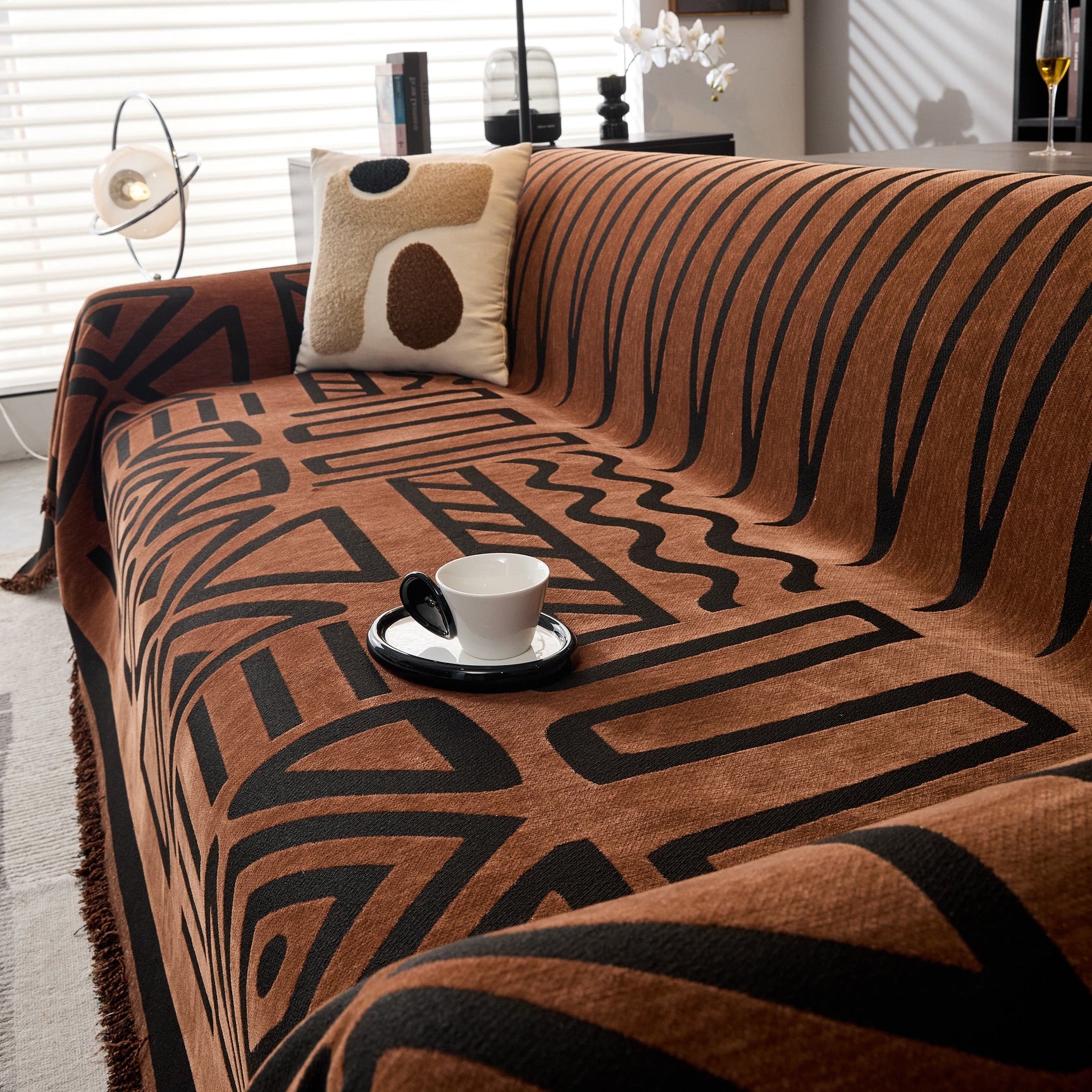 Boho Chenille Sofa Throw Covers Sectional Sofa Couch Cover Sofa Protector Covers - Ornate Home
