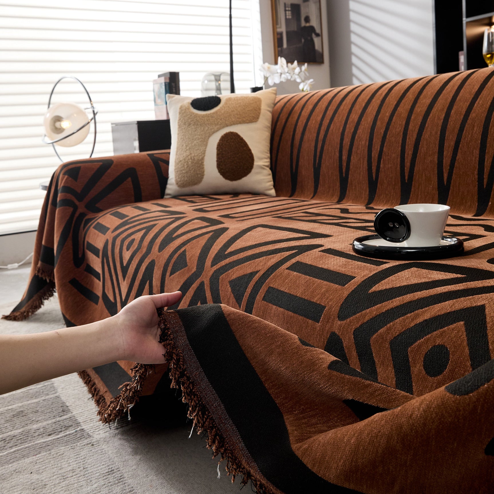 Boho Chenille Sofa Throw Covers Sectional Sofa Couch Cover Sofa Protector Covers - Ornate Home
