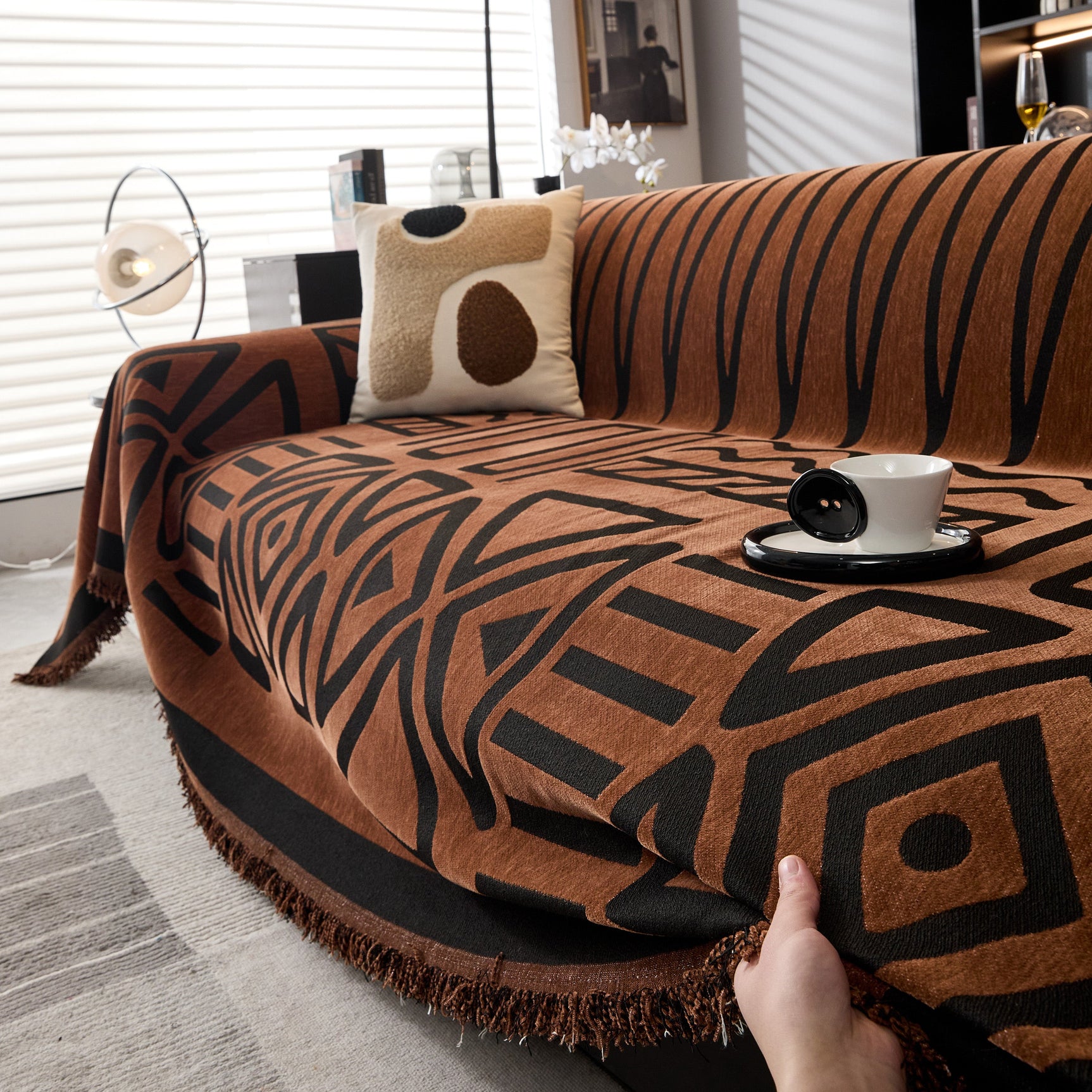 Boho Chenille Sofa Throw Covers Sectional Sofa Couch Cover Sofa Protector Covers - Ornate Home