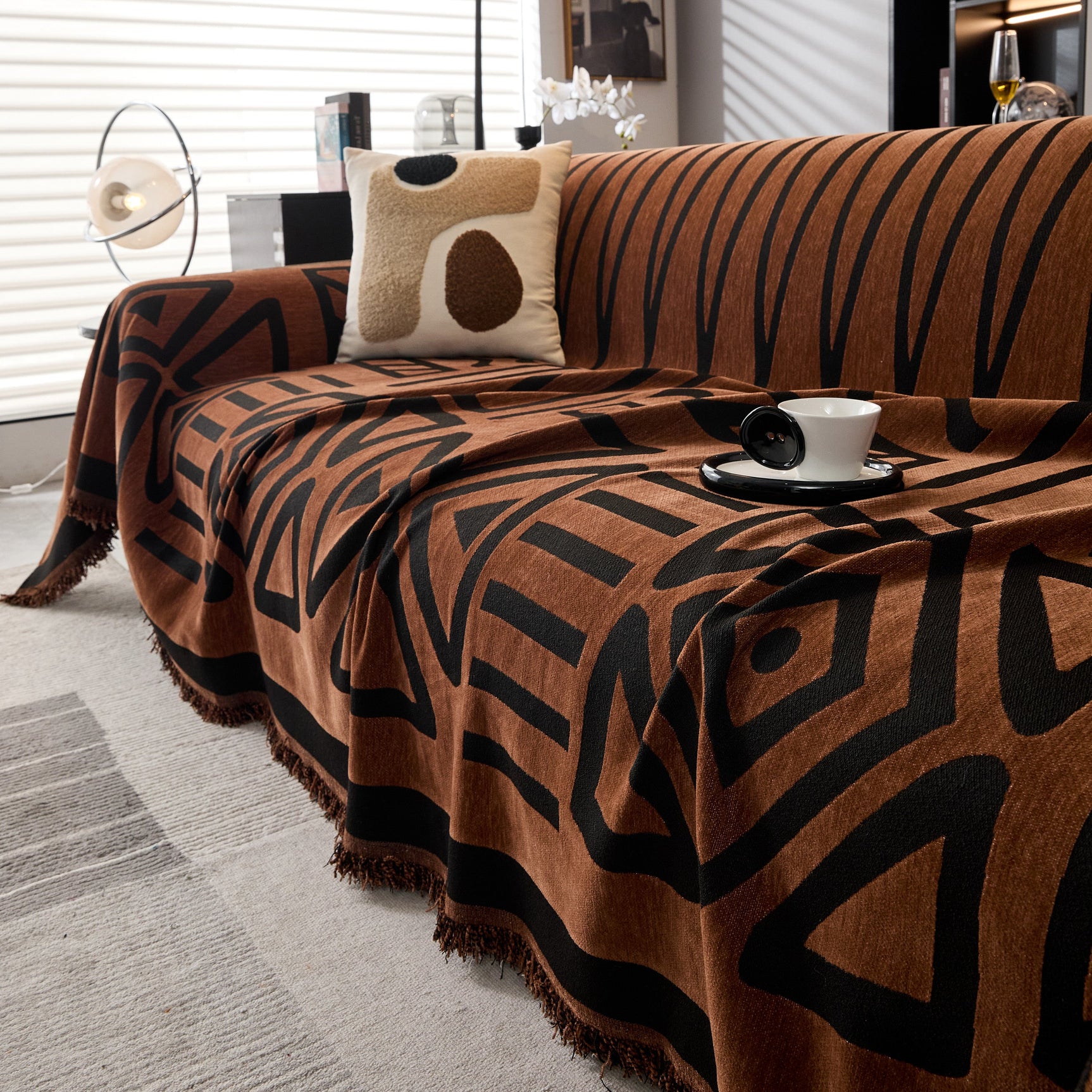 Boho Chenille Sofa Throw Covers Sectional Sofa Couch Cover Sofa Protector Covers - Ornate Home