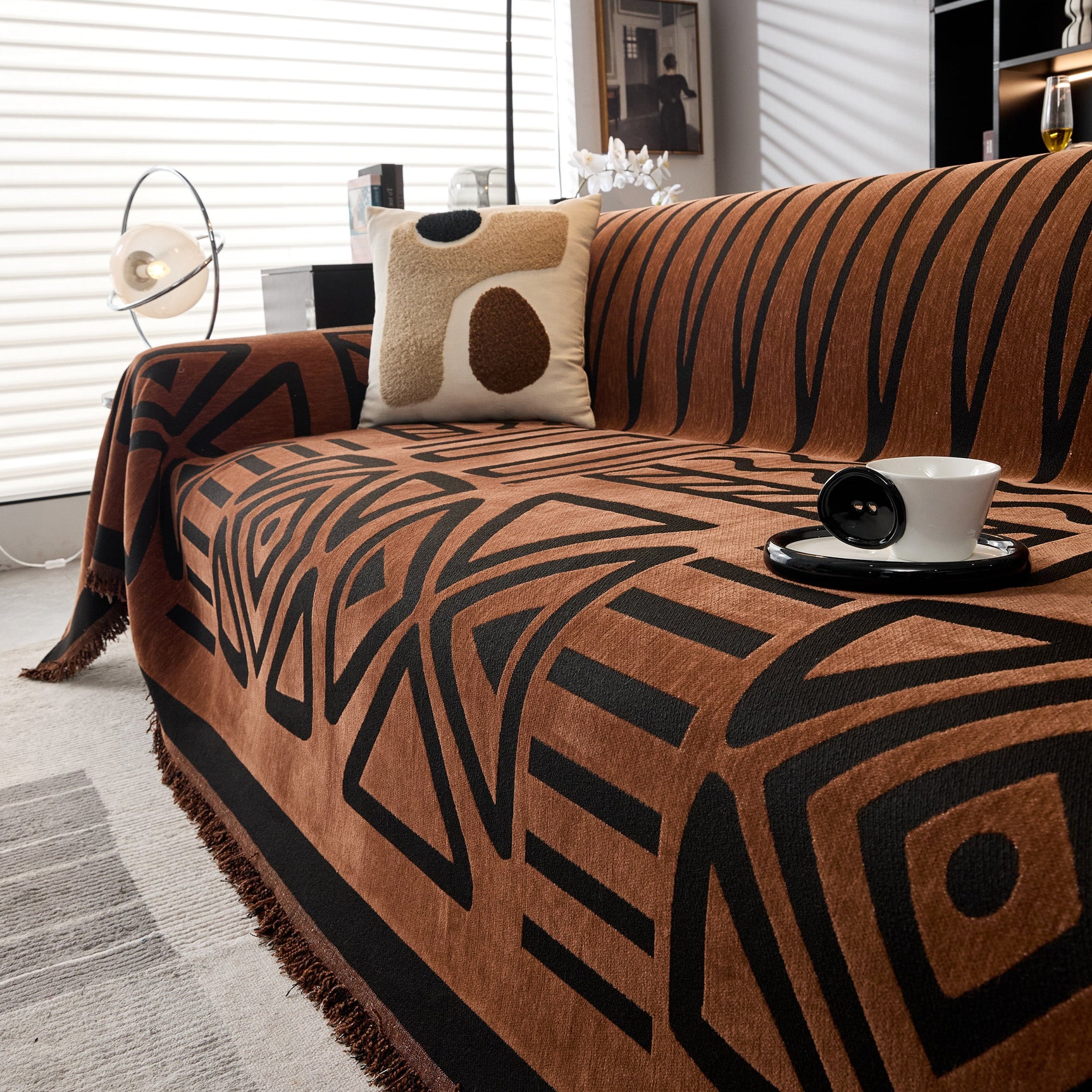 Boho Chenille Sofa Throw Covers Sectional Sofa Couch Cover Sofa Protector Covers - Ornate Home