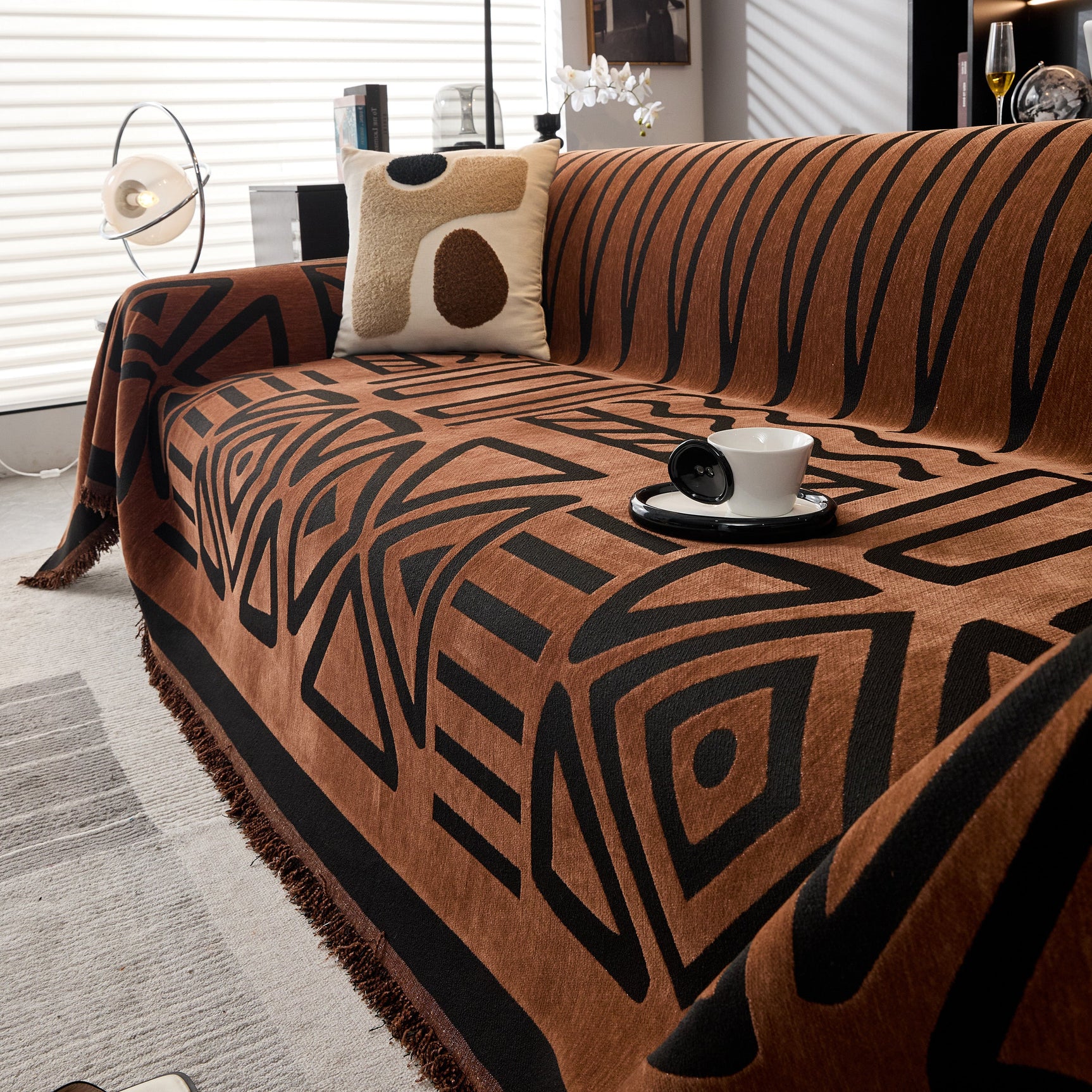 Boho Chenille Sofa Throw Covers Sectional Sofa Couch Cover Sofa Protector Covers - Ornate Home
