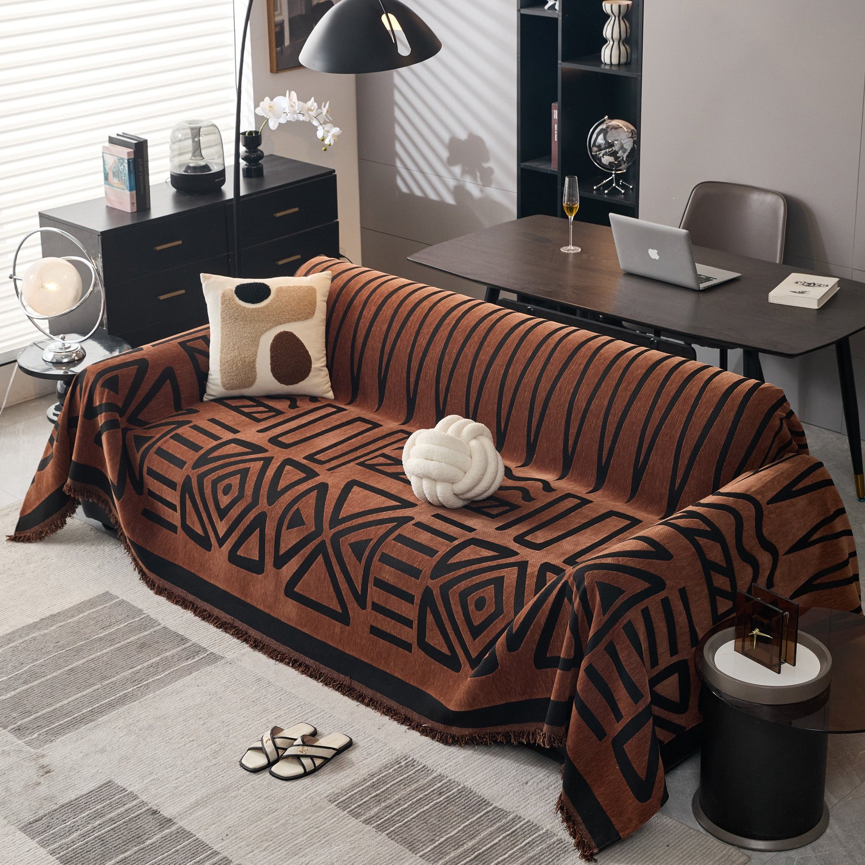 Boho Chenille Sofa Throw Covers Sectional Sofa Couch Cover Sofa Protector Covers - Ornate Home