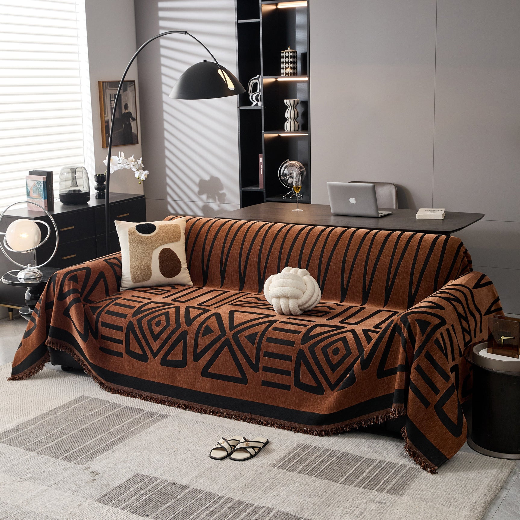 Boho Chenille Sofa Throw Covers Sectional Sofa Couch Cover Sofa Protector Covers - Ornate Home