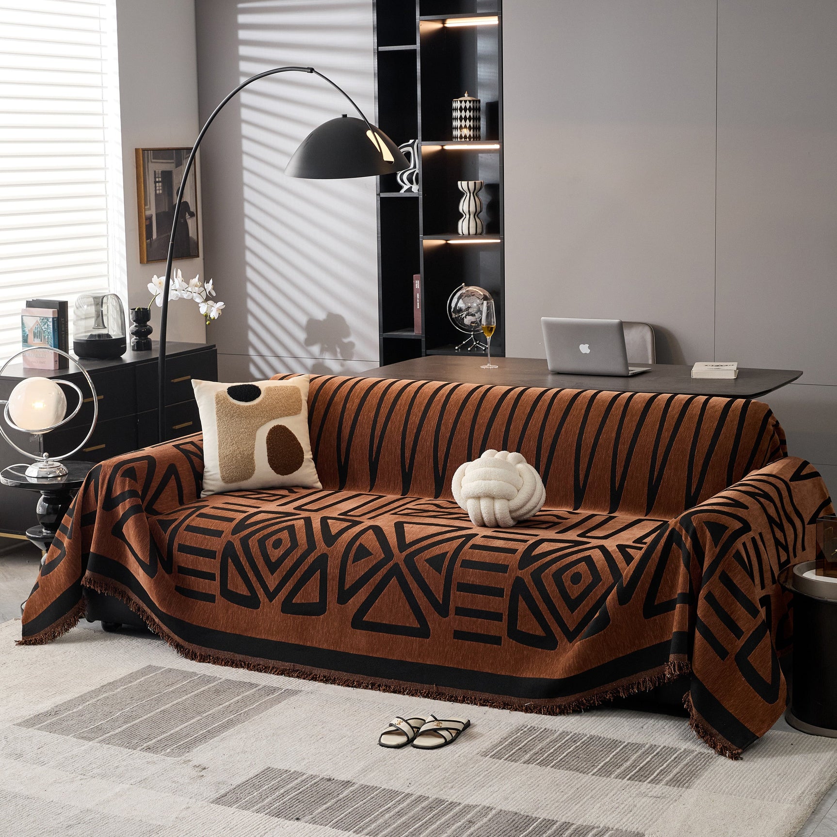 Boho Chenille Sofa Throw Covers Sectional Sofa Couch Cover Sofa Protector Covers - Ornate Home