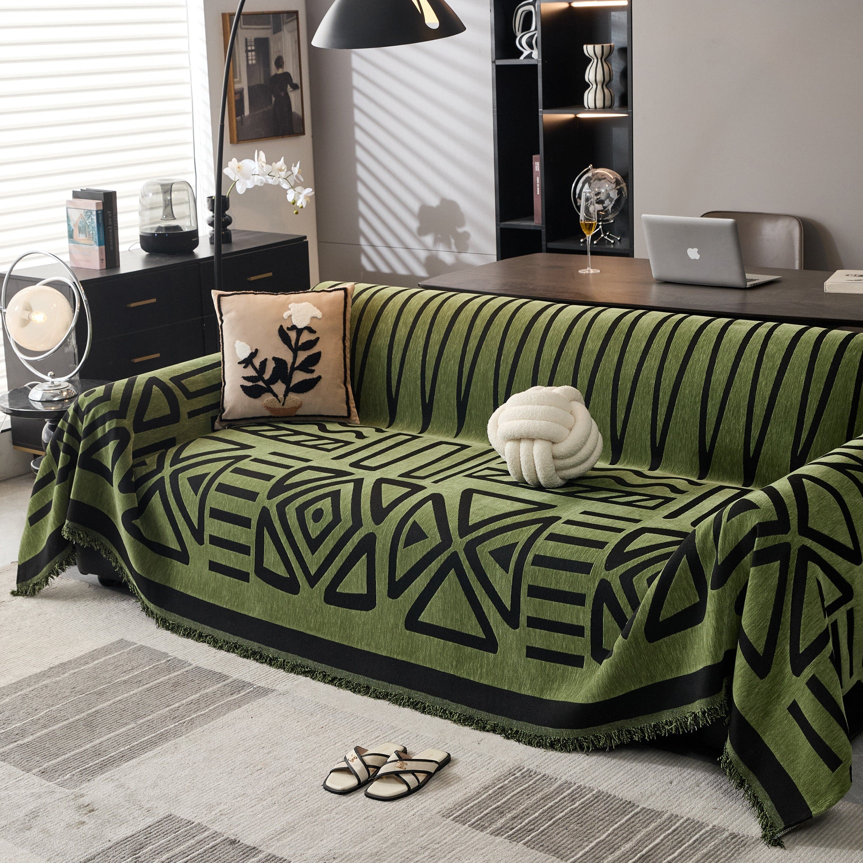 Boho Chenille Sofa Throw Covers Sectional Sofa Couch Cover Sofa Protector Covers - Ornate Home