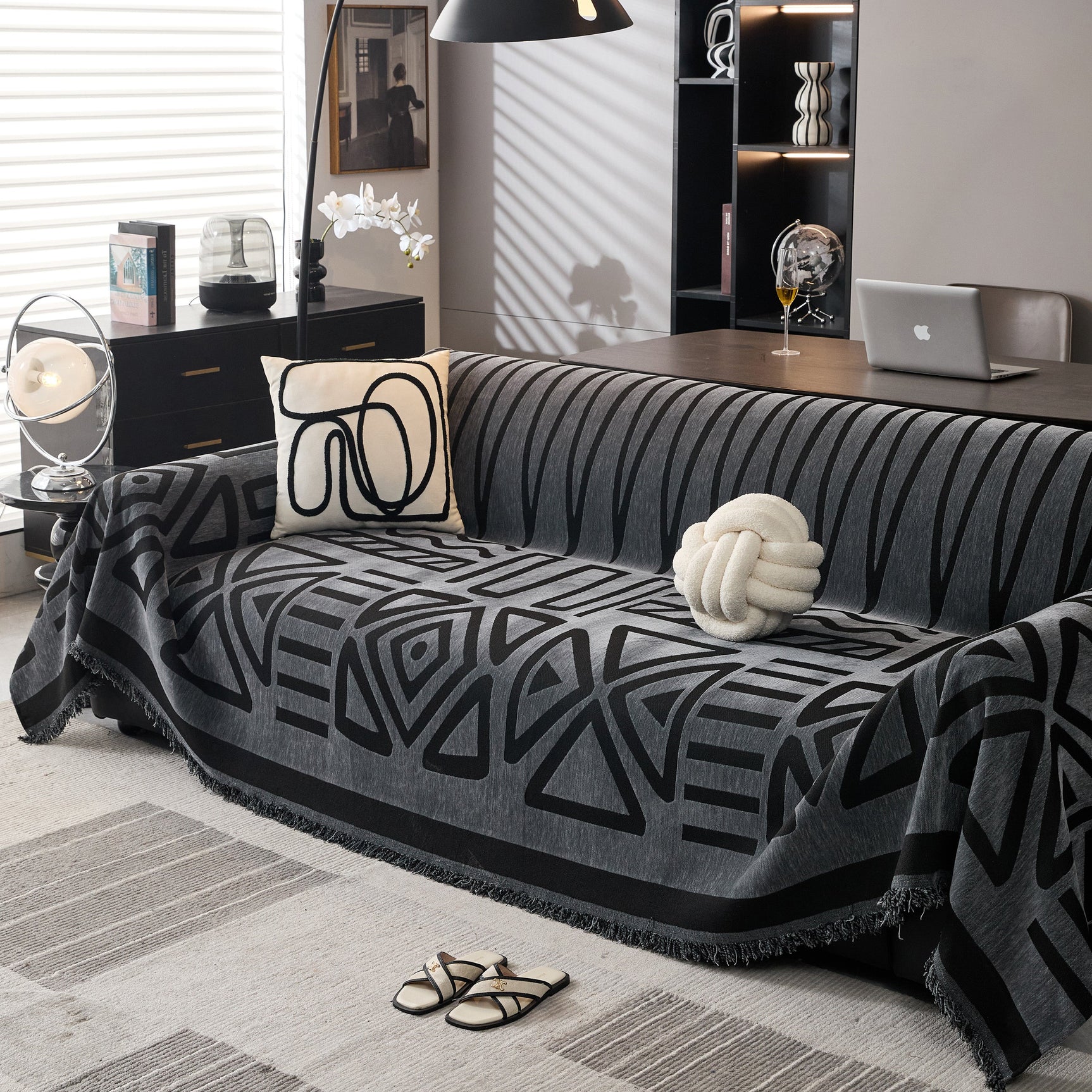 Boho Chenille Sofa Throw Covers Sectional Sofa Couch Cover Sofa Protector Covers - Ornate Home