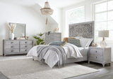 Boho Chic Carved California King Platform Bed in Washed White - Ornate Home