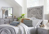 Boho Chic Carved Full Platform Bed in Washed White - Ornate Home