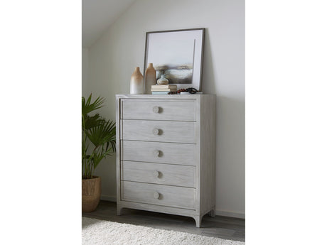 Boho Chic Five-Drawer Chest in Washed White - Ornate Home