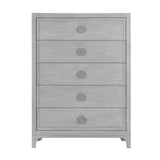 Boho Chic Five-Drawer Chest in Washed White - Ornate Home