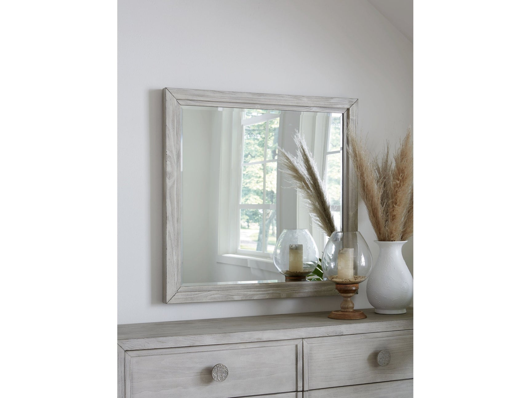 Boho Chic Plain Mirror in Washed White - Ornate Home