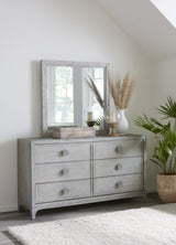 Boho Chic Six-Drawer Dresser in Washed White - Ornate Home