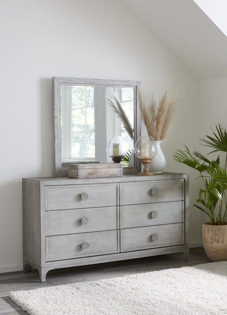 Boho Chic Six-Drawer Dresser in Washed White - Ornate Home