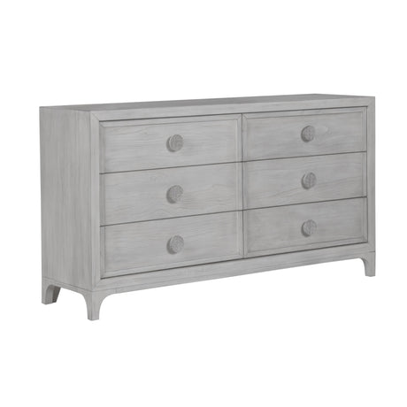 Boho Chic Six-Drawer Dresser in Washed White - Ornate Home