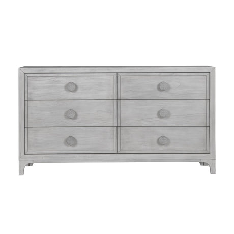 Boho Chic Six-Drawer Dresser in Washed White - Ornate Home