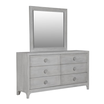 Boho Chic Six-Drawer Dresser in Washed White - Ornate Home