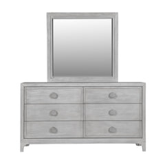 Boho Chic Six-Drawer Dresser in Washed White - Ornate Home