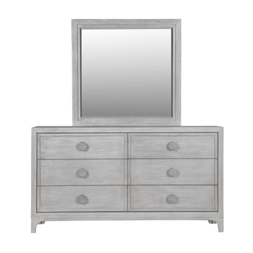 Boho Chic Six-Drawer Dresser in Washed White - Ornate Home