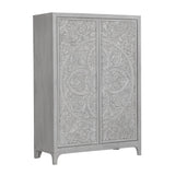 Boho Chic Wardrobe Chest in Washed White - Ornate Home