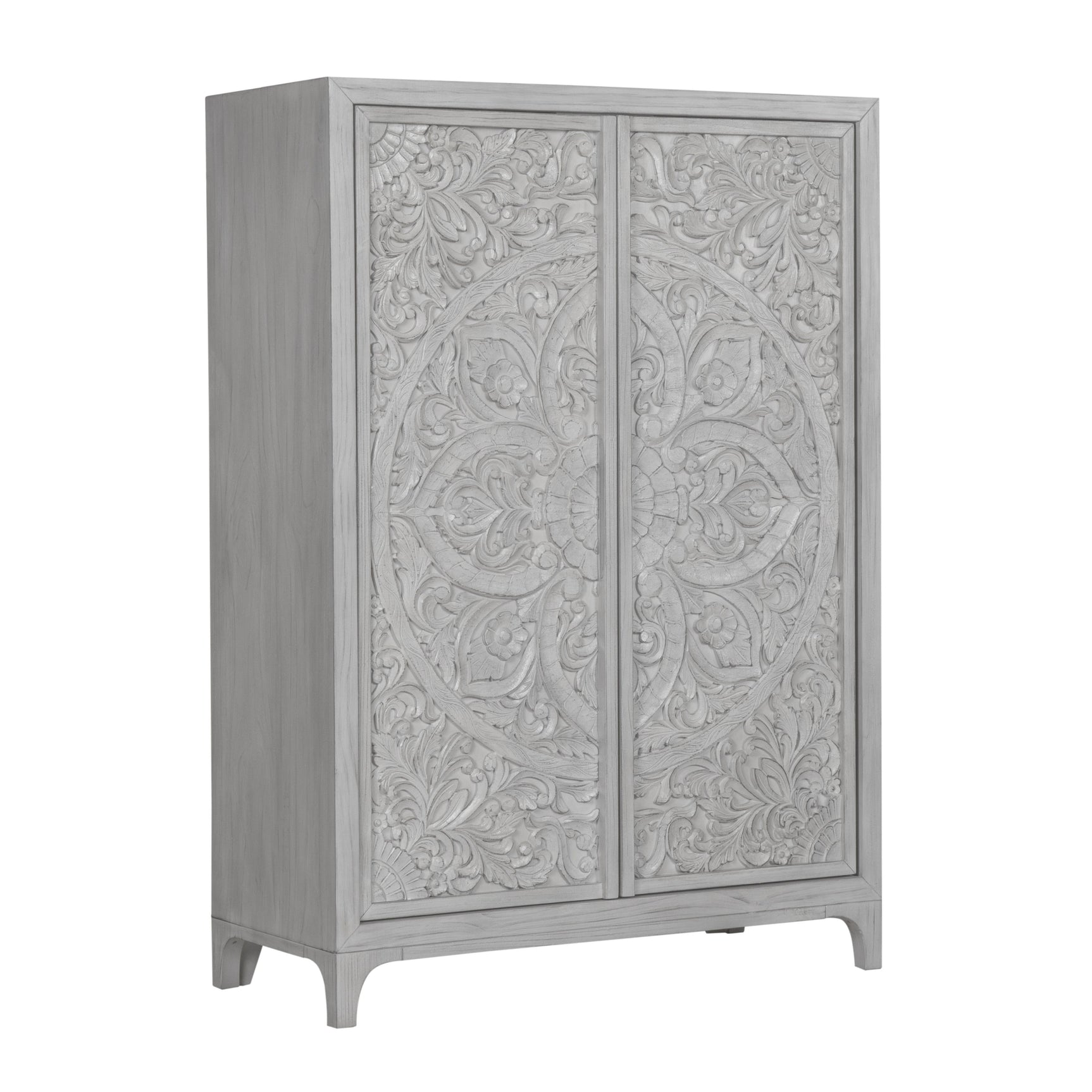 Boho Chic Wardrobe Chest in Washed White - Ornate Home