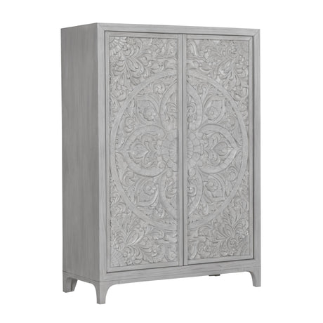 Boho Chic Wardrobe Chest in Washed White - Ornate Home