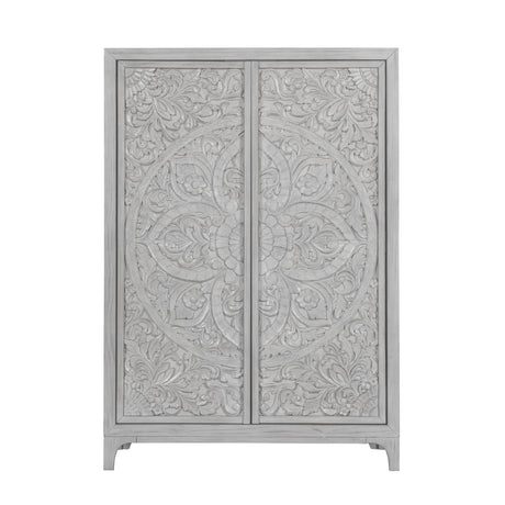 Boho Chic Wardrobe Chest in Washed White - Ornate Home