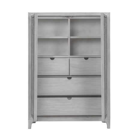 Boho Chic Wardrobe Chest in Washed White - Ornate Home