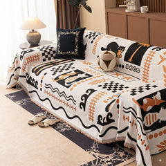 Boho Chic Woven Throw Blanket for Couch, Washable Couch Cover for Pets, Dogs, Cats - Ornate Home