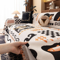 Boho Chic Woven Throw Blanket for Couch, Washable Couch Cover for Pets, Dogs, Cats - Ornate Home