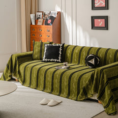 Boho Couch Throw Blanket with Textured Stripes, Sofa Cover for Living Room Decor - Ornate Home