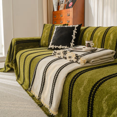 Boho Couch Throw Blanket with Textured Stripes, Sofa Cover for Living Room Decor - Ornate Home