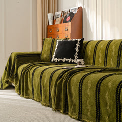 Boho Couch Throw Blanket with Textured Stripes, Sofa Cover for Living Room Decor - Ornate Home