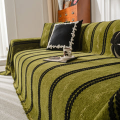Boho Couch Throw Blanket with Textured Stripes, Sofa Cover for Living Room Decor - Ornate Home
