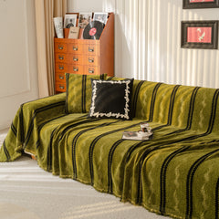 Boho Couch Throw Blanket with Textured Stripes, Sofa Cover for Living Room Decor - Ornate Home