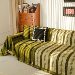 Boho Couch Throw Blanket with Textured Stripes, Sofa Cover for Living Room Decor - Ornate Home