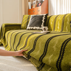 Boho Couch Throw Blanket with Textured Stripes, Sofa Cover for Living Room Decor - Ornate Home