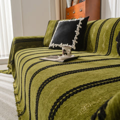 Boho Couch Throw Blanket with Textured Stripes, Sofa Cover for Living Room Decor - Ornate Home