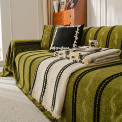 Boho Couch Throw Blanket with Textured Stripes, Sofa Cover for Living Room Decor - Ornate Home